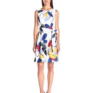 Anne Klein Colorful Abstract Artistic Floral Fit and Flare Mini Dress
